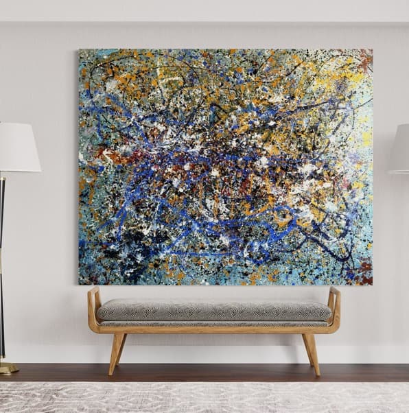 Dreamland — Gold Mint — mixed media on canvas, 60" × 60", by Polen Cerci