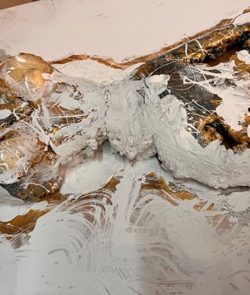 Heavenly Dreams — sculpted canvas relief, 24kt gold, acrylic, resin, 40" × 30", by Polen Cerci