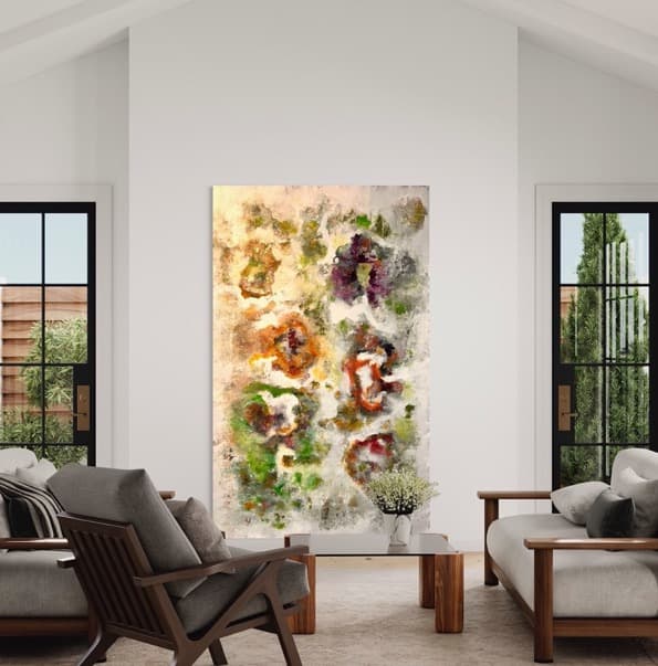 Red Velvet & Milky Way — reverse — natural burlap fabrics — hemp, jute, linen, and cotton, 86" × 55", by Polen Cerci