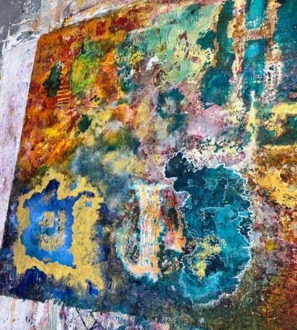 Silk Road — reverse — natural burlap fabrics — hemp, jute, linen, and cotton, 75" × 57", by Polen Cerci