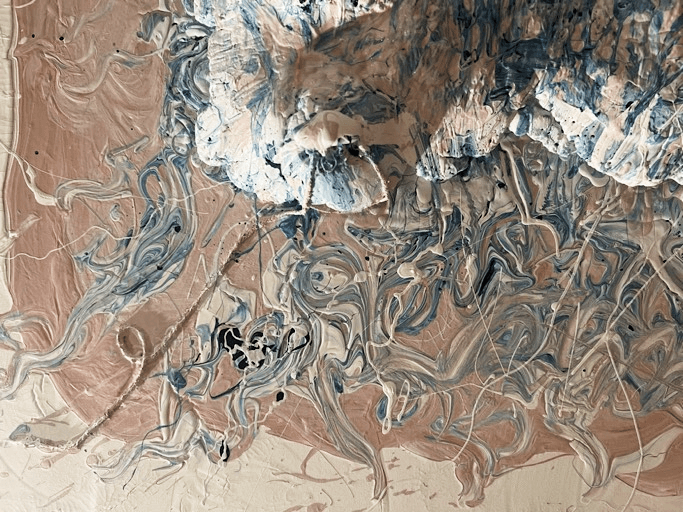 Smooth — sculpted canvas relief, 24kt gold, acrylic, resin, 48" × 36", by Polen Cerci