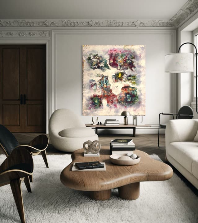 The Glow — natural burlap fabrics — hemp, jute, linen, and cotton, 75" × 66", by Polen Cerci